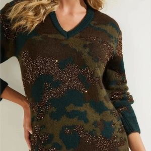GUESS Deana Camo Sweater Dress (M, Green and Bronze Camo)